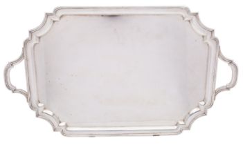 A George V silver two-handled tray, Mappin & Webb, Sheffield 1925, of canted rectangular form,