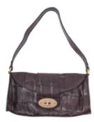 Mulberry, A Zinia Reptile Print brown leather handbag with original labels.