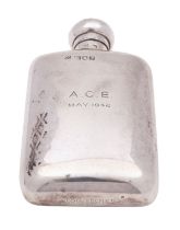 A George VI silver hip flask, W & G Neal, London 1904, of rounded rectangular form,