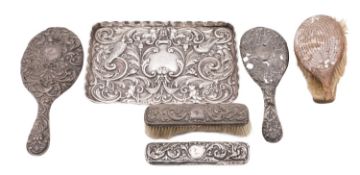 An Edward VII silver dressing table set, Cohen & Charles, Birmingham 1904,