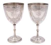 A pair of Edward VIII silver chalice trophies, P Ashberry & Sons, Sheffield 1910,