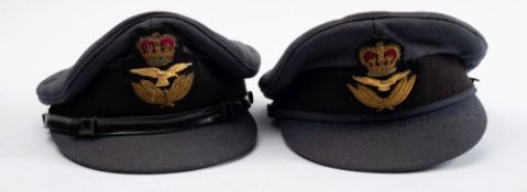 Two Post-War Queen Elizabeth II RAF Officer's peaked caps.