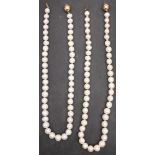 Two graduated, baroque, cultured pearl necklaces, diameter of cultured pearls ca. 8.9-11.