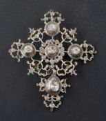 A late 19th century French, white paste, openwork cruciform pendant, with detachable drop pendant,