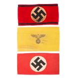 A German State or Civilian Service arm band yellow with printed eagle and swastika,