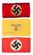 A German State or Civilian Service arm band yellow with printed eagle and swastika,