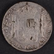 A 1788 Counter marked Spanish pillar dollar, oval mark with George III lead Mexico Mint.
