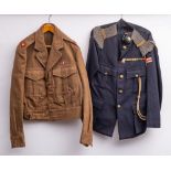 A Legion of Frontiersman blue cloth jacket with nickel plated chain mail epaulettes,