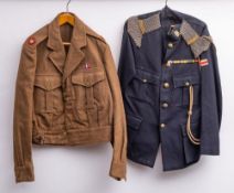 A Legion of Frontiersman blue cloth jacket with nickel plated chain mail epaulettes,