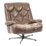A leather upholstered lounge swivel chai