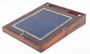 A rosewood and brass inlaid writing slop