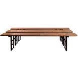 Two German pine and metal folding tables