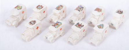 A group of eleven WWI period crested ware Ambulances,