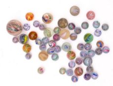 A collection of 19th century and later marbles, 11.8mm to 27mm in size. .