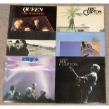 Six LP's by Eric Clapton, Queen, Dire Straits, U2,