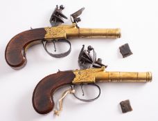 A pair of early 19th century flintlock boxlock pistols, maker Forth, York,