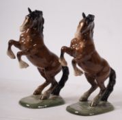Beswick: A pair of Rearing Stallions, black circular mark,(2).