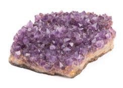 A crystallised amethyst rock geode, with natural stone outer with amethyst rock specimen, 29.