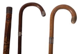 Two silver mounted walking sticks, various makers and dates,