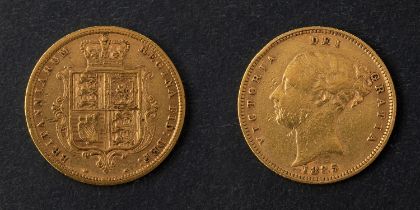 A Victorian half sovereign gold coin, dated 1885, diameter ca. 19mms, total weight ca. 3.9gms.