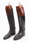 A pair of handmade mahogany topped hunting/riding boots, heel to toe 30cm,