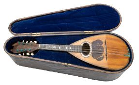 A late 19th century Italian rosewood and boxwood mandolin, maker L Azzaretti, Napoli, 1885,