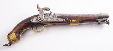 A George IV percussion cap pistol, maker Tower, London, the plain 9 inch barrel with proof marks,