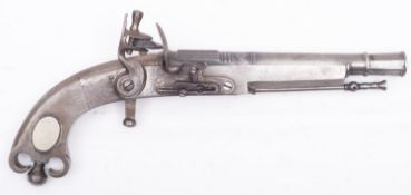 An 18th Century style replica Scottish steel pistol, not marked, total length 33cm.