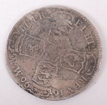 A William III 1696 Exeter Mint half crown from the wreck of the 'Association',