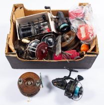 A Dawia PMF57H reel, together with a group of various fly, sea and spinning reels,