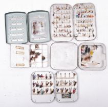 Three Wheatley aluminium fly tins and contents,