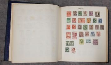A collection of stamps in an album.