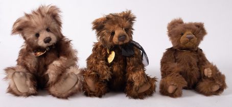 A group of three Charlie Bears after designs by Isabelle Lee, 'Todd', 'Kelsey' and 'Courtney',