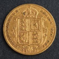 A Victorian half sovereign gold coin, dated 1891, diameter ca. 19mms, total weight ca. 3.9gms.