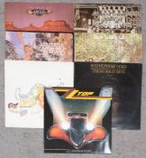 Seven albums by American Rock Groups including Steppenwolf, Alice Cooper, ZZTop,