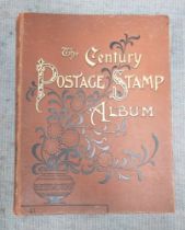 A collection of stamps in a Century album.