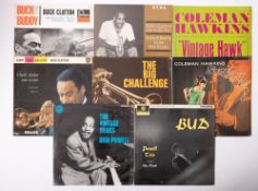 Eight LPs: including 2 by Coleman Hawkins, 2 of The Bud Powell Trio,