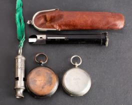 A WWII Dennison silver plated pocket compass, dated 1916,