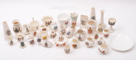 A collection of Goss crested ware, various shapes and crests, including historic shapes etc, (35).