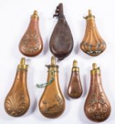 James Dixon & Son, Sheffield, a copper and brass powder flask,