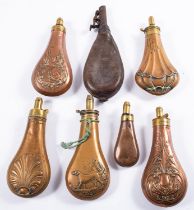 James Dixon & Son, Sheffield, a copper and brass powder flask,