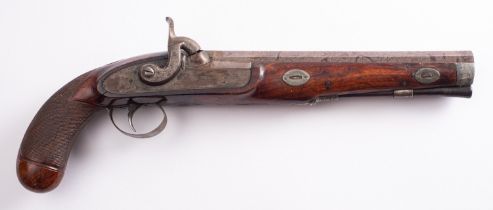 A 19th century percussion cap pistol, maker H Holland,