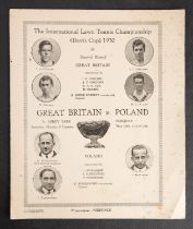 A 1930 International Lawn Tennis Championship Davis Cup Programme 'Great Britain vs Poland' Abbey