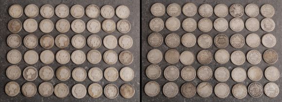 Forty-eight Young Head Victorian Shillings.