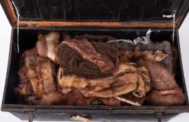 A collection of various furs, comprising a full length fur coat,