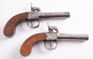 A pair of 19th century percussion cap pocket pistols, unsigned,