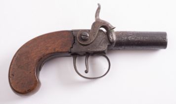 A 19th century percussion cap pocket pistol, maker Adkin, Bungay,