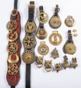 A collection of various horses brasses,