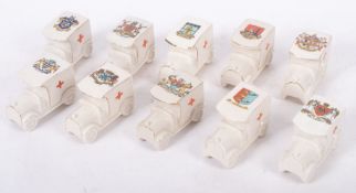 A group of ten WWI period crested ware Ambulances,