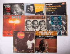 Eight LPs: Clifford Browm, Count Basie (4), Johnny Hodges/Rex Stewart, Jo Jones,